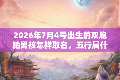 2026年7月4号出生的双胞胎男孩怎样取名，五行属什么