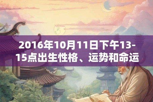 2016年10月11日下午13-15点出生性格、运势和命运