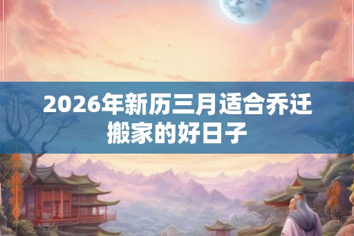 2026年新历三月适合乔迁搬家的好日子