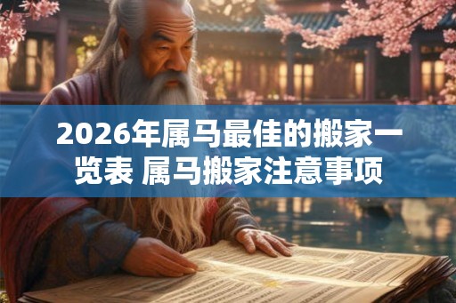 2026年属马最佳的搬家一览表 属马搬家注意事项