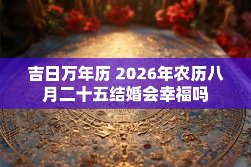 吉日万年历 2026年农历八月二十五结婚会幸福吗 吉日万年历 2026年农历八月二十五结婚会幸福吗