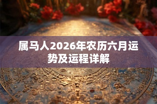 属马人2026年农历六月运势及运程详解