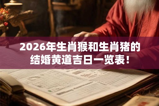 2026年生肖猴和生肖猪的结婚黄道吉日一览表！