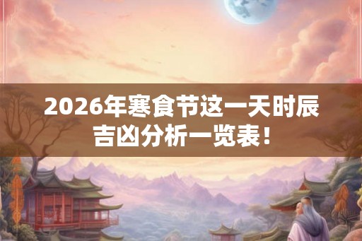 2026年寒食节这一天时辰吉凶分析一览表！