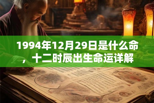 1994年12月29日是什么命，十二时辰出生命运详解