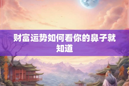 财富运势如何看你的鼻子就知道