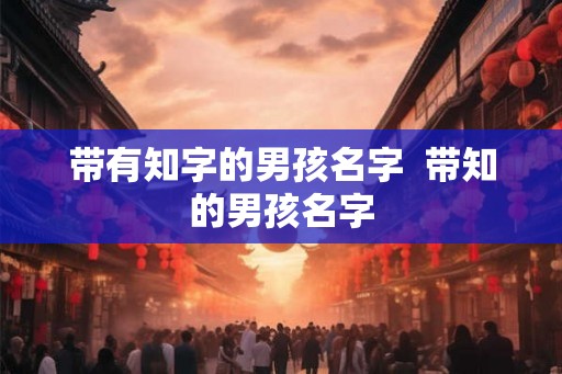 带有知字的男孩名字  带知的男孩名字