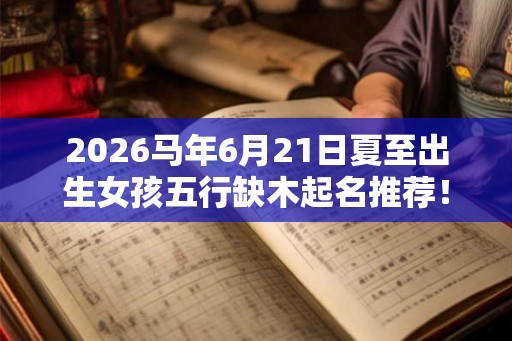 2026马年6月21日夏至出生女孩五行缺木起名推荐！