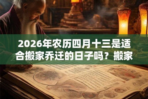 2026年农历四月十三是适合搬家乔迁的日子吗？搬家风水注意事项