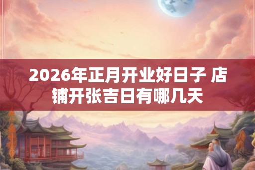 2026年正月开业好日子 店铺开张吉日有哪几天