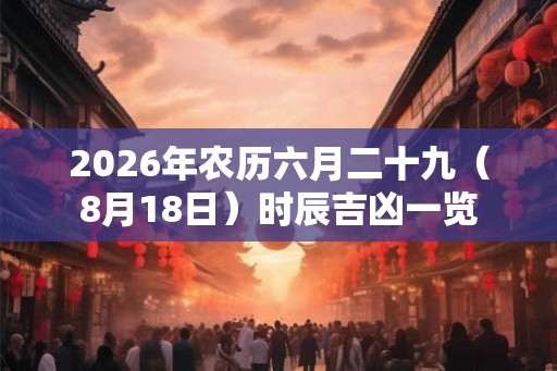 2026年农历六月二十九（8月18日）时辰吉凶一览