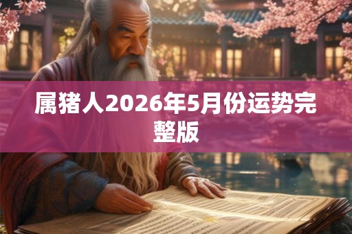 属猪人2026年5月份运势完整版