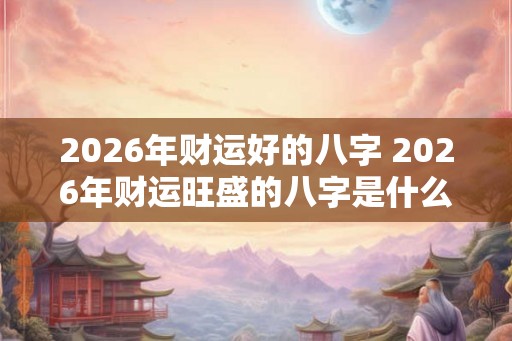 2026年财运好的八字 2026年财运旺盛的八字是什么