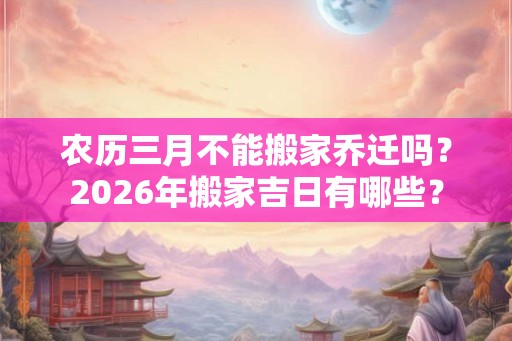 农历三月不能搬家乔迁吗？2026年搬家吉日有哪些？