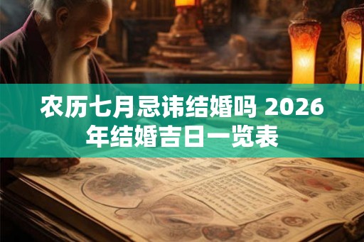 农历七月忌讳结婚吗 2026年结婚吉日一览表