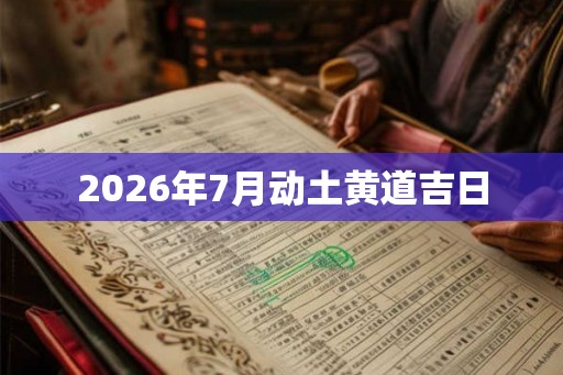 2026年7月动土黄道吉日
