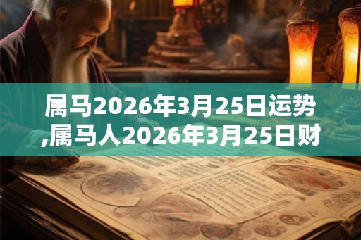 属马2026年3月25日运势,属马人2026年3月25日财运,生肖马2026年3月25日运势