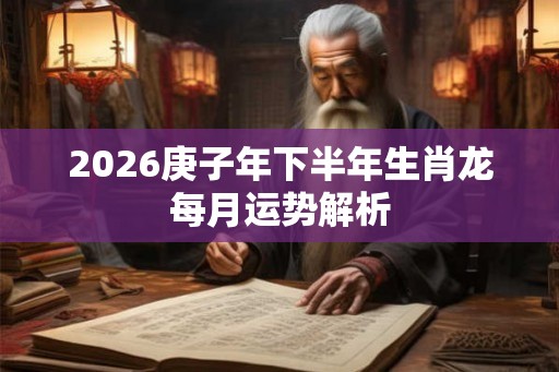 2026庚子年下半年生肖龙每月运势解析