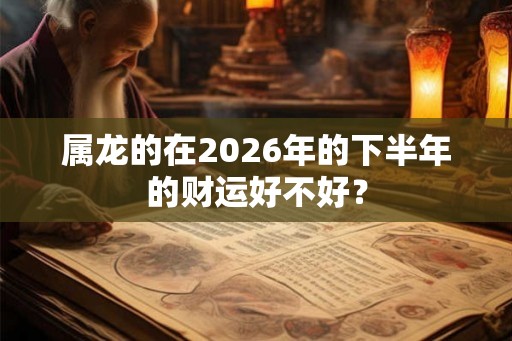 属龙的在2026年的下半年的财运好不好？