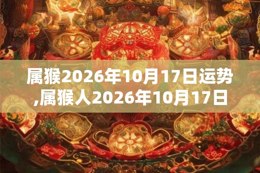 属猴2026年10月17日运势,属猴人2026年10月17日财运,生肖猴2026年10月17日运势