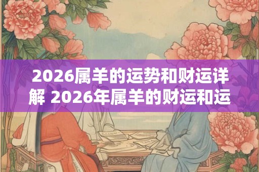 2026属羊的运势和财运详解 2026年属羊的财运和运势如何