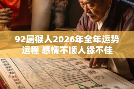 92属猴人2026年全年运势运程 感情不顺人缘不佳