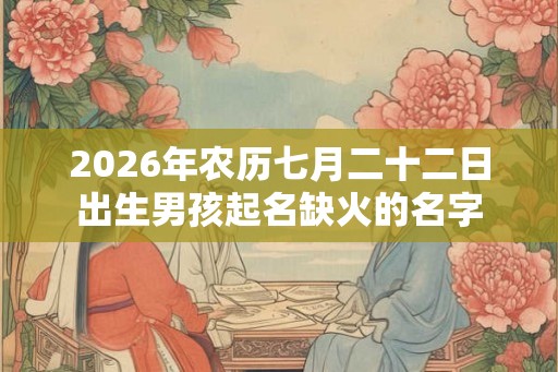 2026年农历七月二十二日出生男孩起名缺火的名字