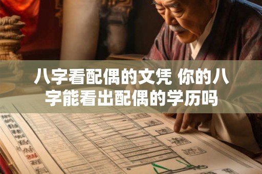 八字看配偶的文凭 你的八字能看出配偶的学历吗