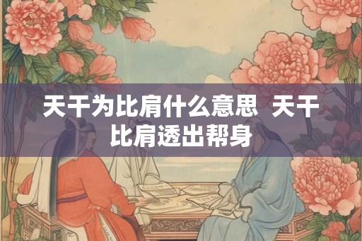 天干为比肩什么意思  天干比肩透出帮身