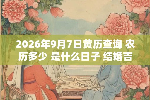 2026年9月7日黄历查询 农历多少 是什么日子 结婚吉时