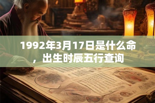 1992年3月17日是什么命，出生时辰五行查询