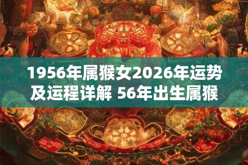 1956年属猴女2026年运势及运程详解 56年出生属猴人2026全年每月运势女性