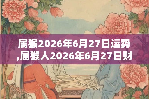 属猴2026年6月27日运势,属猴人2026年6月27日财运,生肖猴2026年6月27日运势