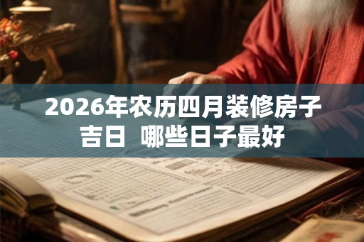 2026年农历四月装修房子吉日  哪些日子最好