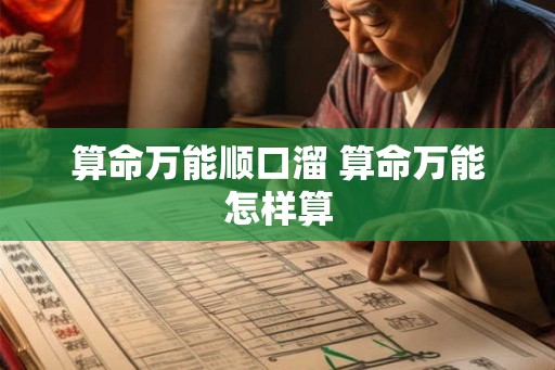 算命万能顺口溜 算命万能怎样算 算命万能顺口溜 算命万能怎样算