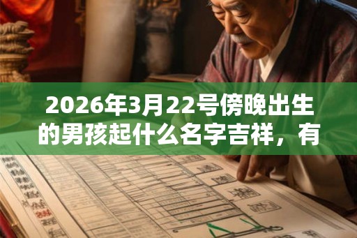 2026年3月22号傍晚出生的男孩起什么名字吉祥，有什么名字推荐？