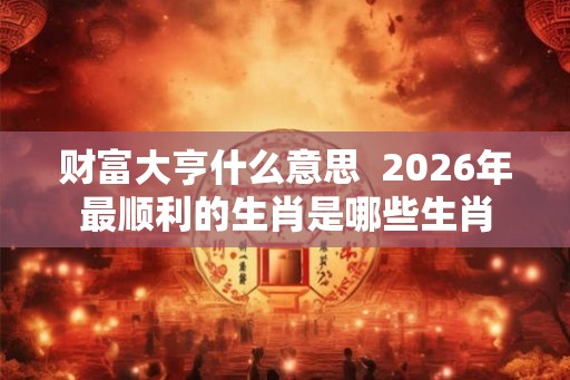 财富大亨什么意思  2026年最顺利的生肖是哪些生肖