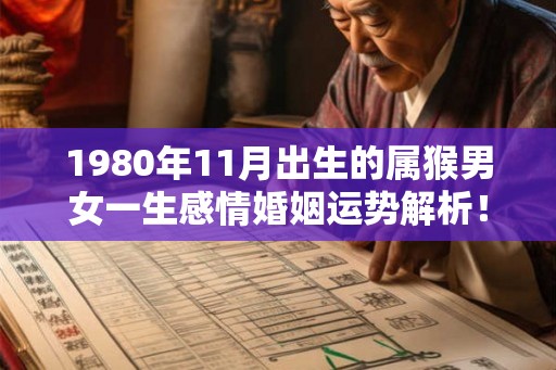 1980年11月出生的属猴男女一生感情婚姻运势解析！