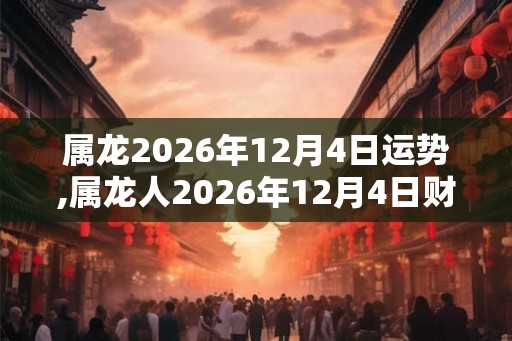 属龙2026年12月4日运势,属龙人2026年12月4日财运,生肖龙2026年12月4日运势