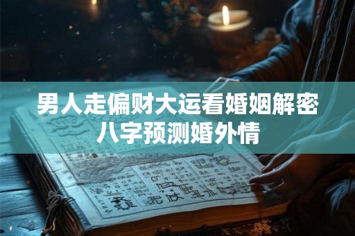 男人走偏财大运看婚姻解密八字预测婚外情