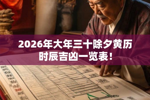 2026年大年三十除夕黄历时辰吉凶一览表! 2026年大年三十除夕黄历时辰吉凶一览表!