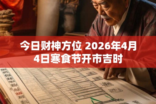 今日财神方位 2026年4月4日寒食节开市吉时 今日财神方位 2026年4月4日寒食节开市吉时