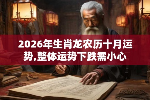 2026年生肖龙农历十月运势,整体运势下跌需小心