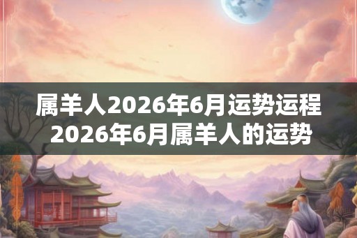 属羊人2026年6月运势运程 2026年6月属羊人的运势如何