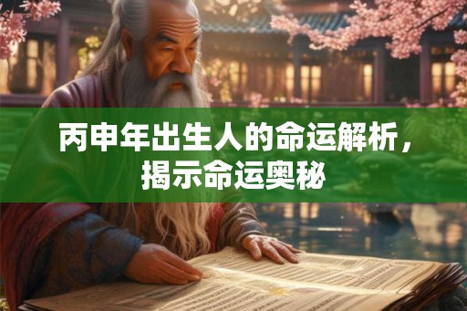 丙申年出生人的命运解析，揭示命运奥秘