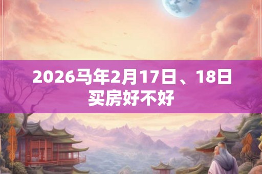 2026马年2月17日、18日买房好不好
