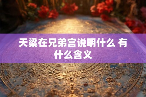 天梁在兄弟宫说明什么 有什么含义 天梁在兄弟宫说明什么 有什么含义