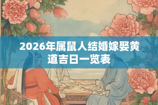 2026年属鼠人结婚嫁娶黄道吉日一览表