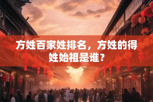 方姓百家姓排名，方姓的得姓始祖是谁？
