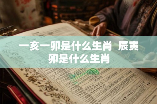 一亥一卯是什么生肖  辰寅卯是什么生肖